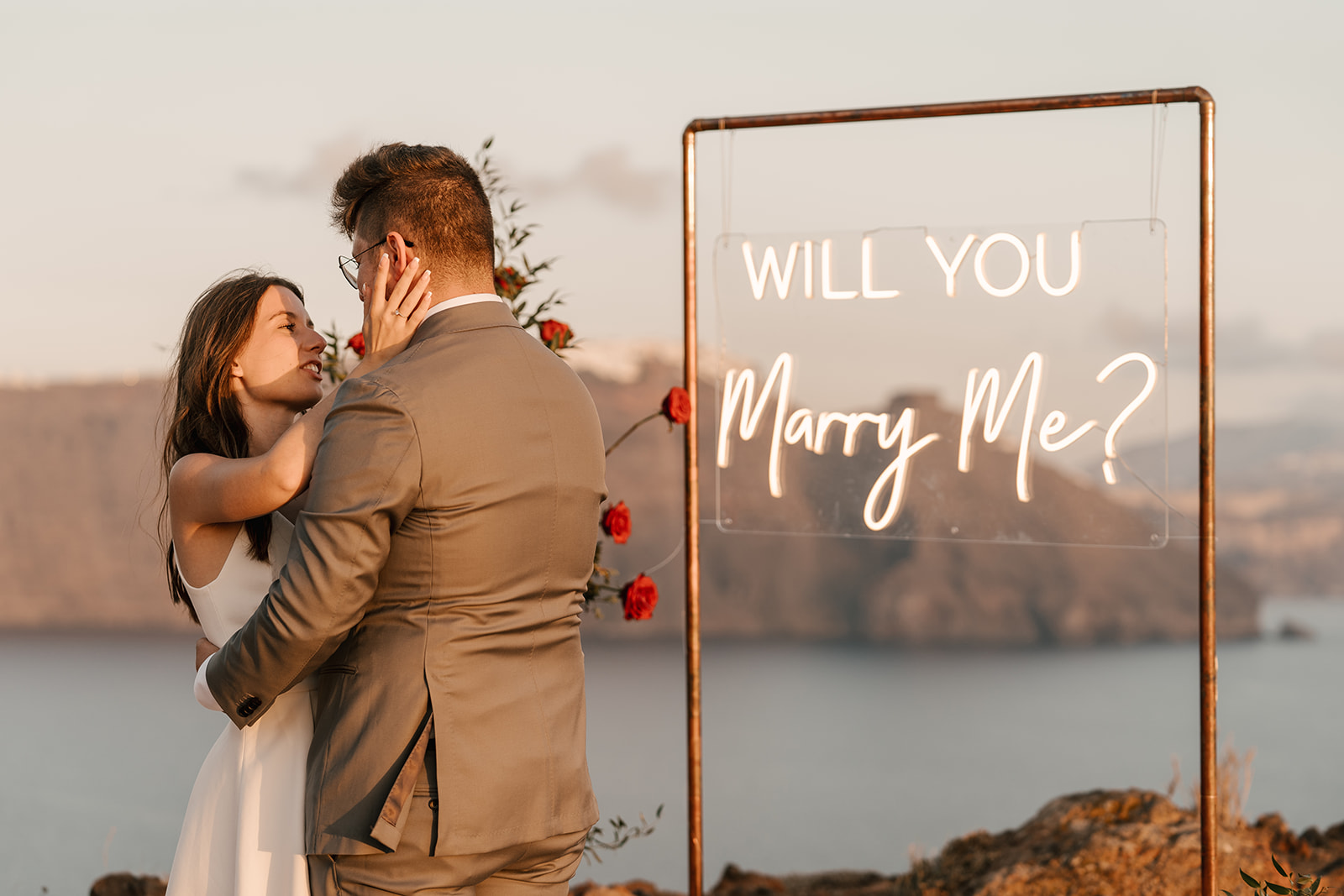 Will you marry me wedding proposal in Santorini