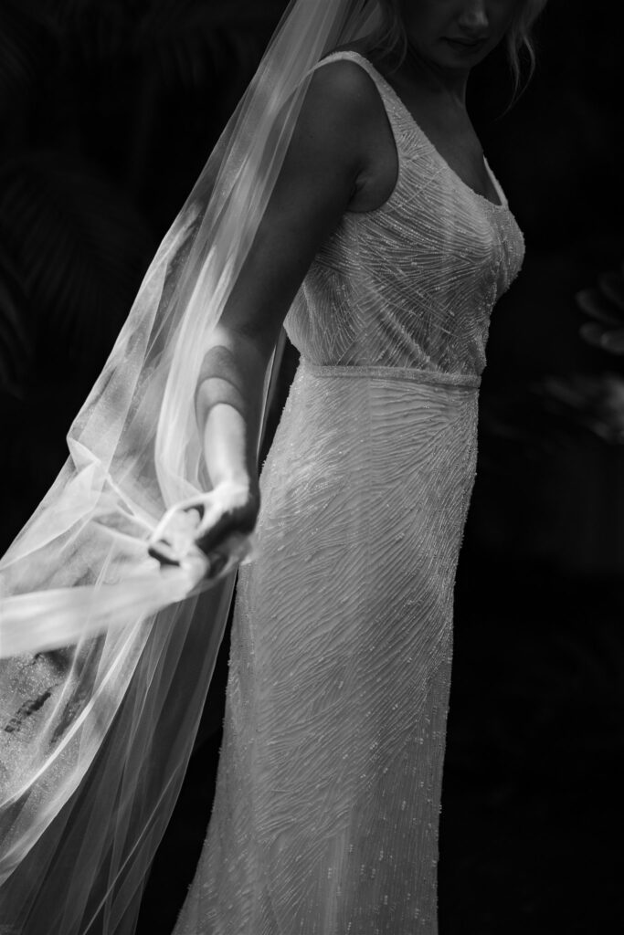 bride in black and white wedding photography tenerife detail