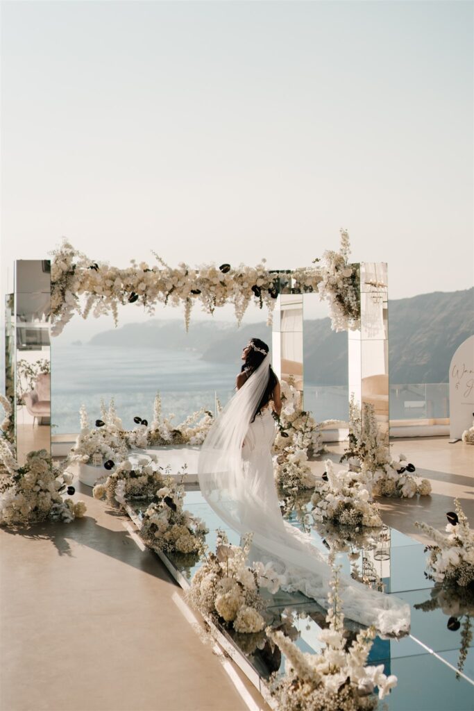 bride walking down the aisle at le ciel wedding photography phosart