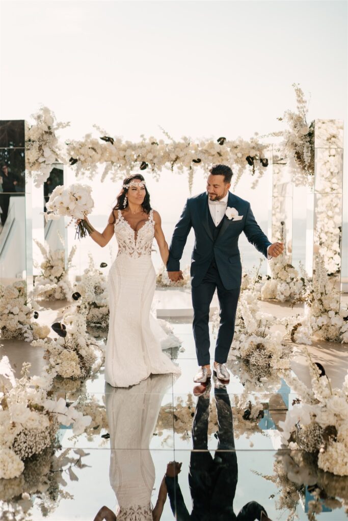 dancing down the aisle luxury wedding santorini