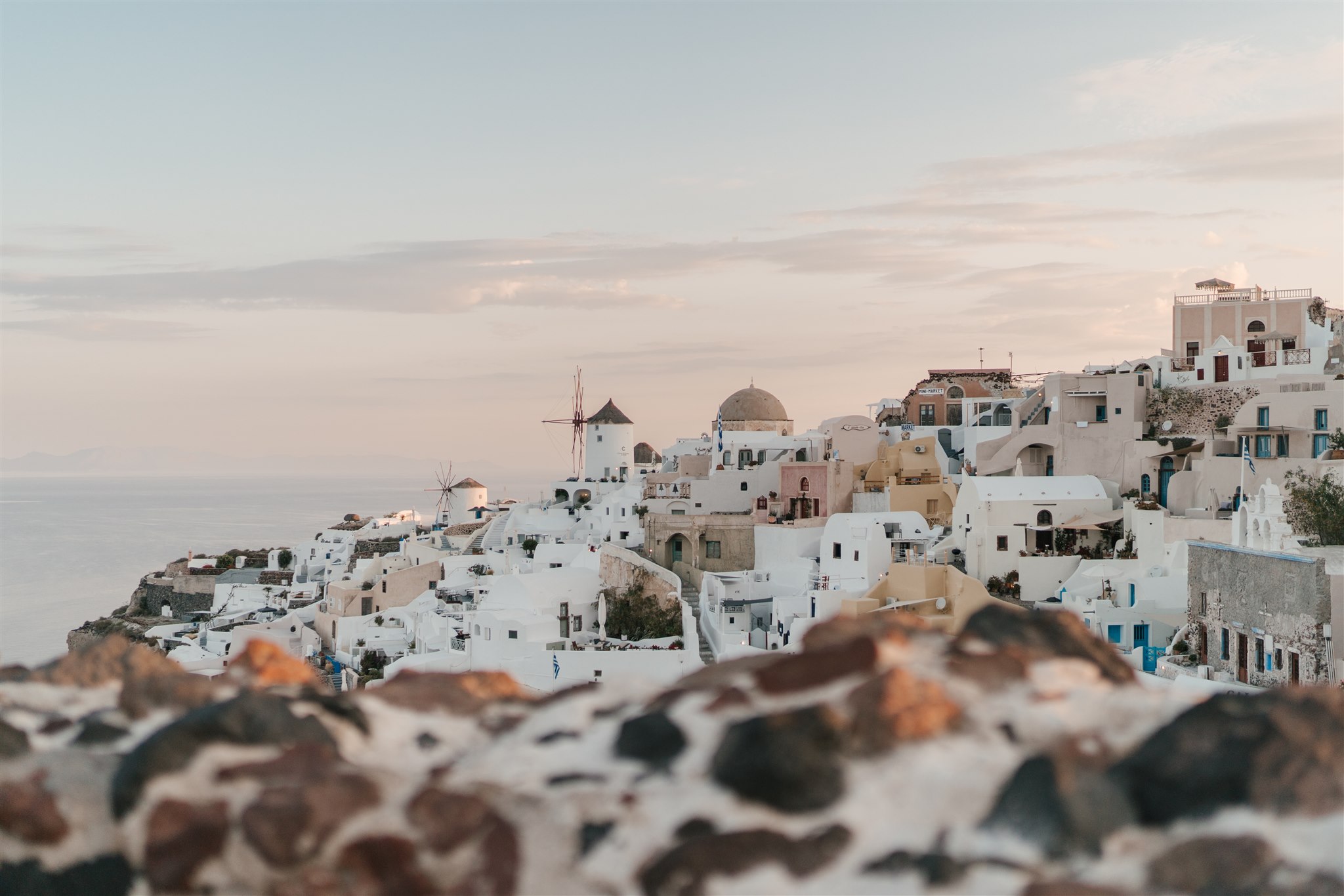 Santorini landscape at sunrise