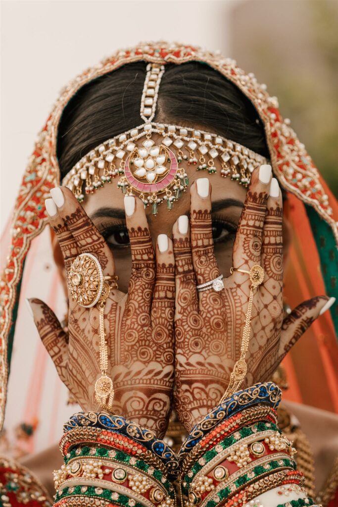 Indian bride portrait in santorini