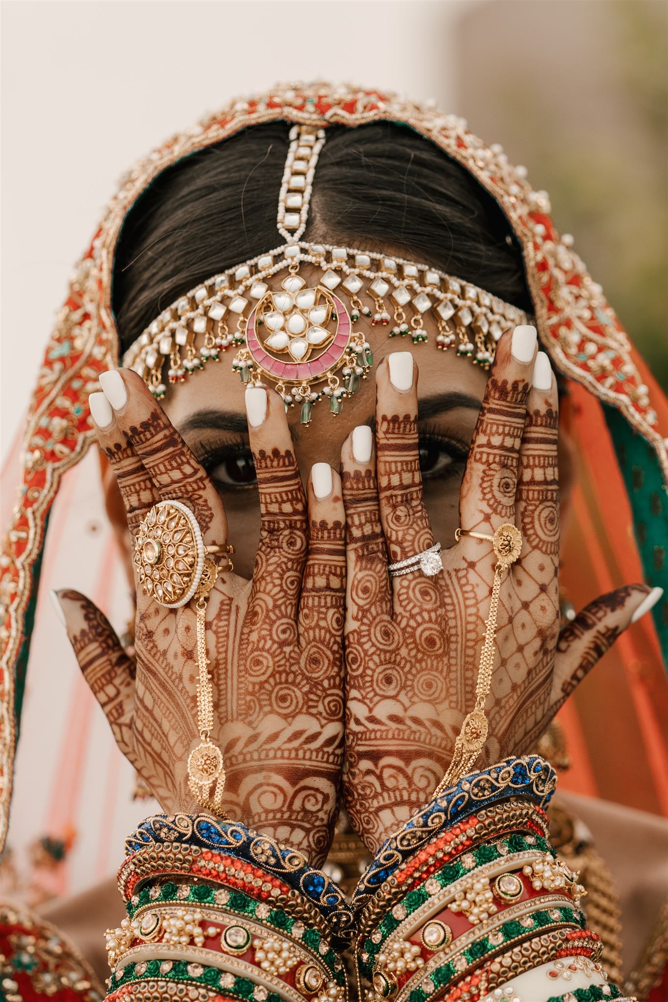 Indian bride portrait in santorini