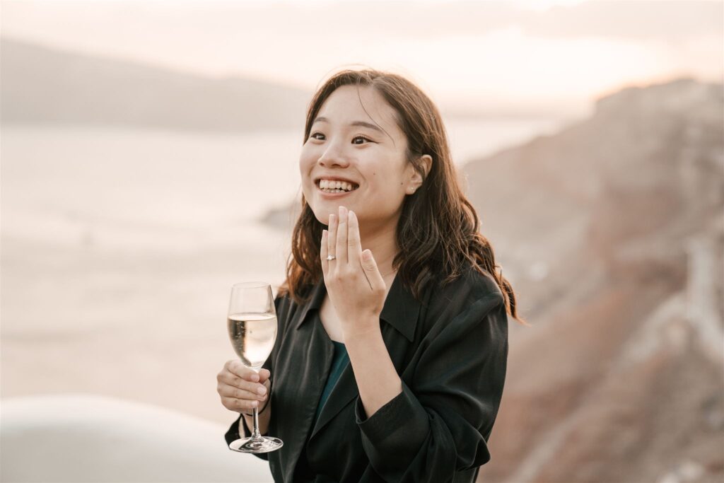 Sunset proposal in santorini