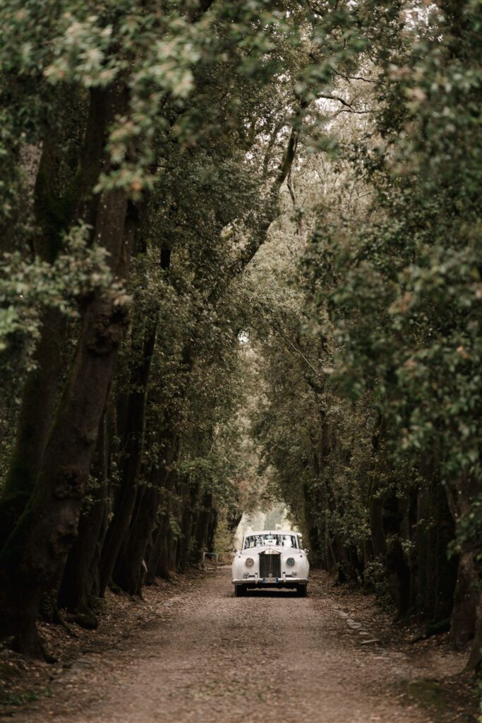 Vintage car in the tuscan hills