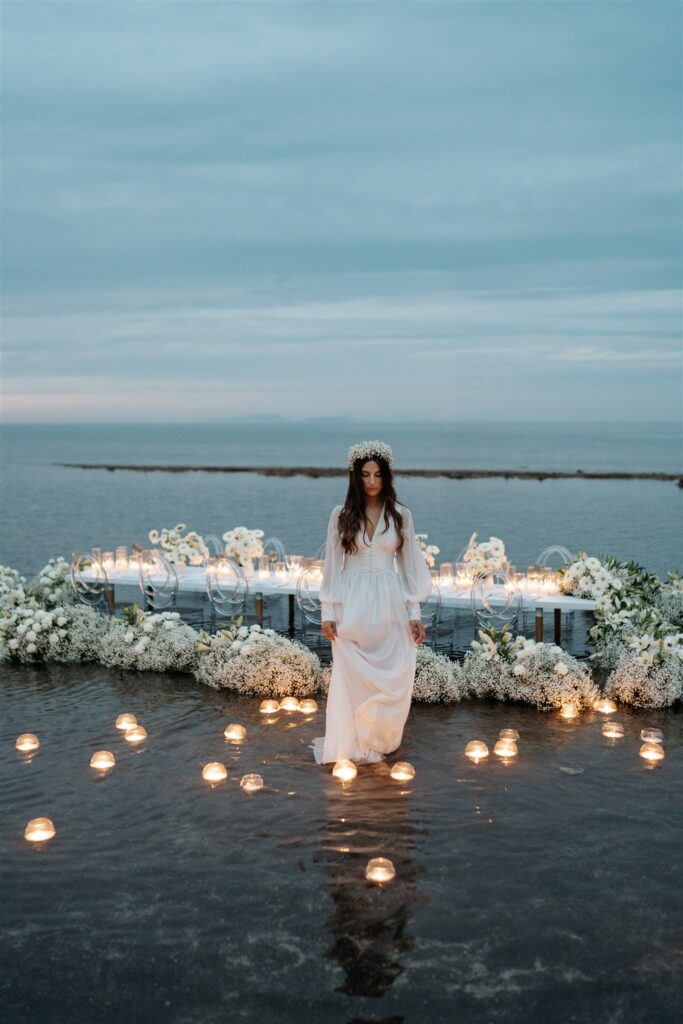 Styledshoot In The Water with candels at blue hour wedding photographer and cinematographer