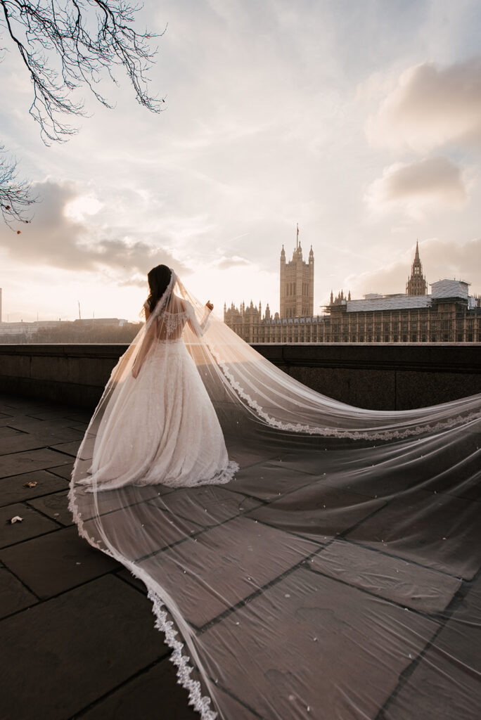 bride in london at sunset by phosart