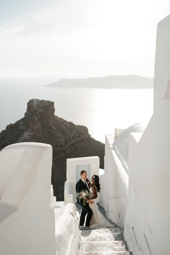 Intimate elopement in Santorini at Remezzo Villas