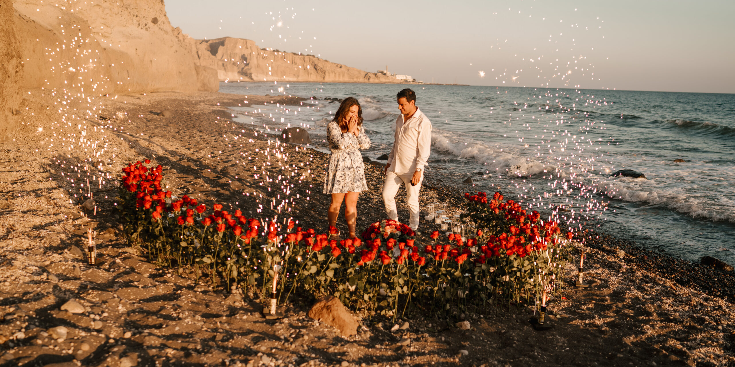 Wedding proposal by the beach