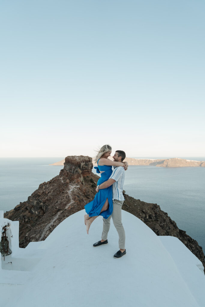 Skaros Rock Surprise Proposal in Imerovigli Santorini